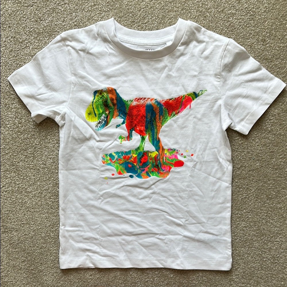 Next White and Red Short Sleeve Tee with Dinosaur Graphic